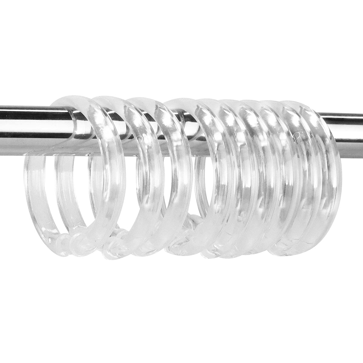 Blue Shower Curtain Hooks - 12 Pcs Circular Plastic Shower Curtain Rings for Bathroom - O Shaped Transparent Blue Shower Hooks Rings for Shower Curtain Rod