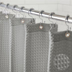 GORILLA GRIP White Waffle Style Textured Fabric Shower Curtain, 72x72