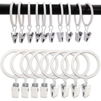 40 Pack Curtain Rings with Clips, Drapery Clips with Rings, Drapes Rings 1.26 in Interior Diameter, Fits up to 1 in Curtain Rod, Black
