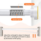 Shower Curtain Rod 31-80 in Adjustable Curtain Rod No Drilling Tension Shower Rod Stainless Steel for Bathroom Room Divider, White
