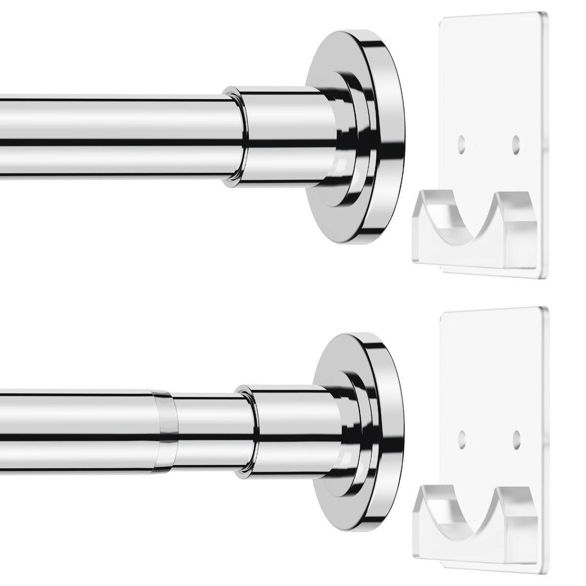 CorkLatta Matte Black Shower Curtain Rod,1 Inch Diameter Stainless Steel Adjustable Spring Tension Rods 32 to 80",with Holders,Anti-Slip,Curtain Rods No Drilling(1 Pack)