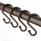 Metal Shower Curtain Hooks，Set of 12 Rings，Rust Resistant S Shaped Hooks Hangers for Shower Curtains, Kitchen Utensils, Clothing, Towels, etc. (Gold)