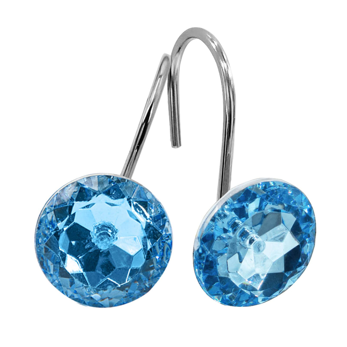 Aqua Diamond Crystal Bling Shower Curtain Hooks Rings for Bathroom,12PCS