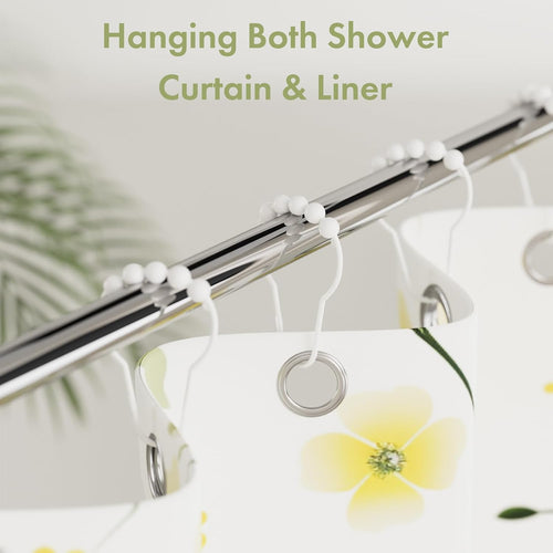 Amazer Shower Curtain Hooks, Decorative Shower Curtain Hooks Rust-Resistant Stainless Steel Shower Curtain Hooks for Bathroom Shower Rod-Set of 12, Polished White