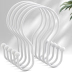 AmazerBath Shower Curtain Hooks Gold Shower Curtain Rings, Simple Double Hook Shower Curtain Hooks Rust Proof, Metal Smooth Shower Hooks for Shower Curtain Rod, 12 Pcs Shower Rod Hook Light Gold