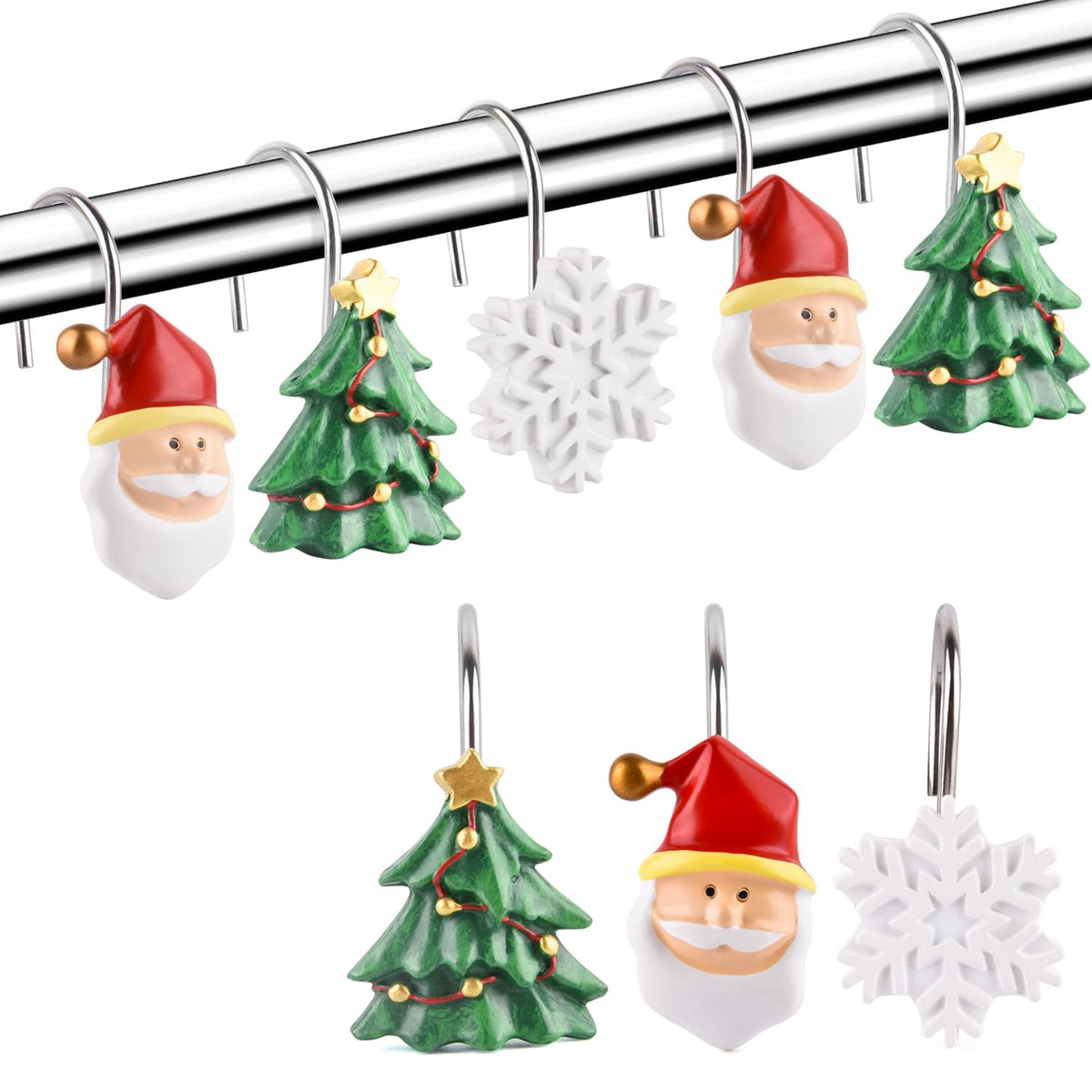 Decorative Shower Curtain Hooks,12Pcs Seashell Turtles Shower Curtain Rings
