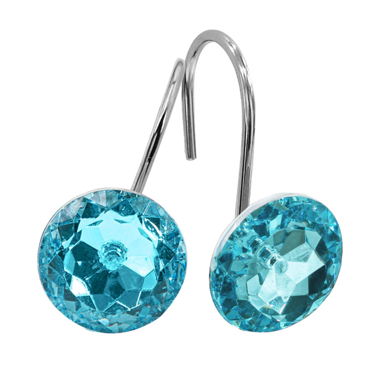 Aqua Diamond Crystal Bling Shower Curtain Hooks Rings for Bathroom,12PCS