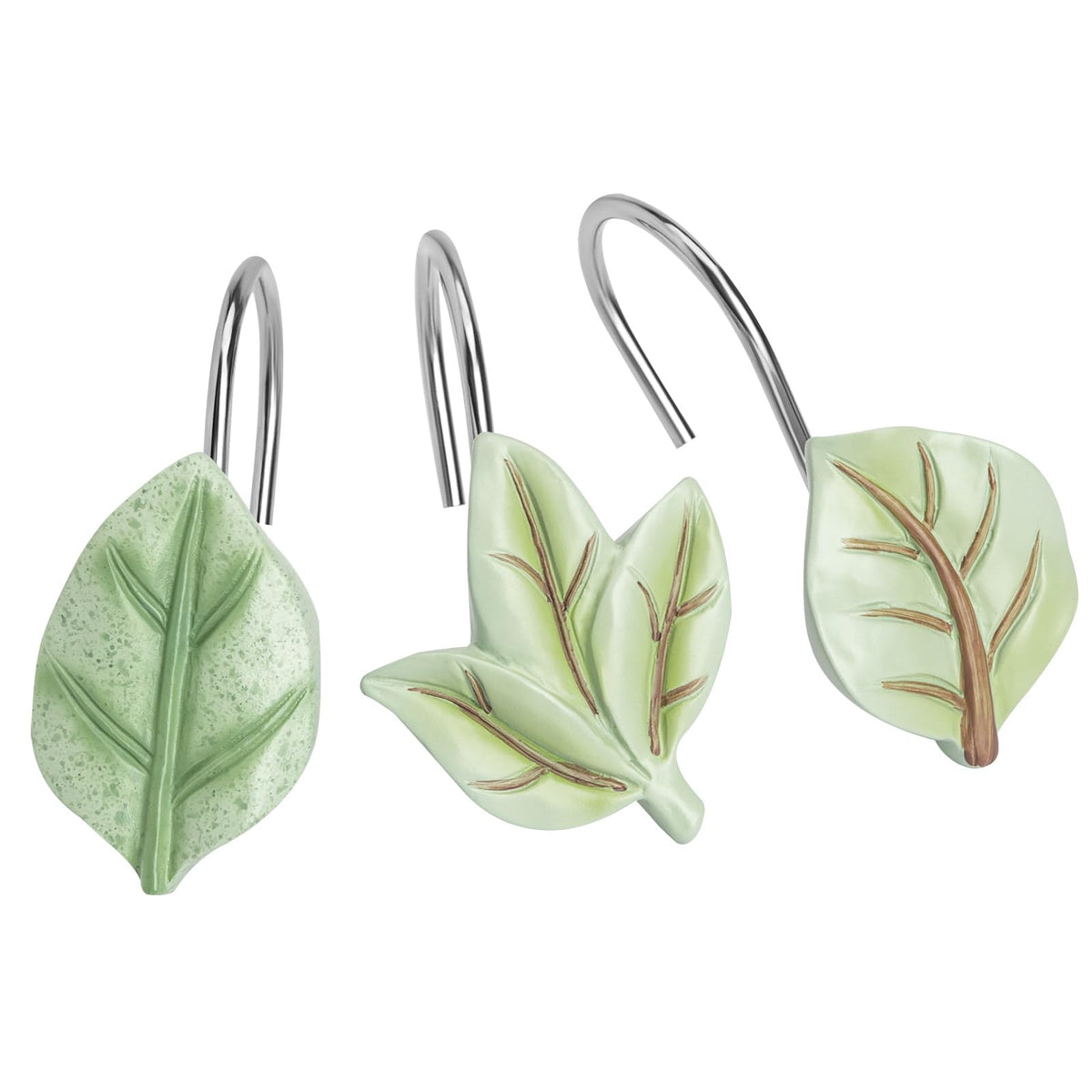 SageGreen Plant Leaf Shower Curtain Hooks,Eucalyptus Bathroom Decor,12PCS