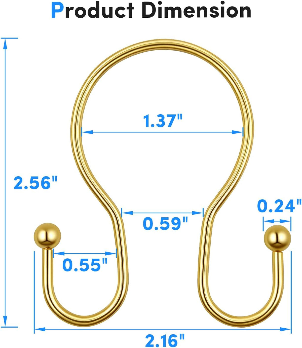 Shower Curtain Hooks Rings - ELWEY Double Shower Curtain Hooks Rust Proof