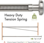 AmazerBath Nickel Spring Tension Shower Curtain Rod 31-75 Inches, 1 Inch Diameter Heavy Duty Tension Rod Rust Proof Bathroom Curtain Rod, Adjustable No Drill Easy Segmented Installation