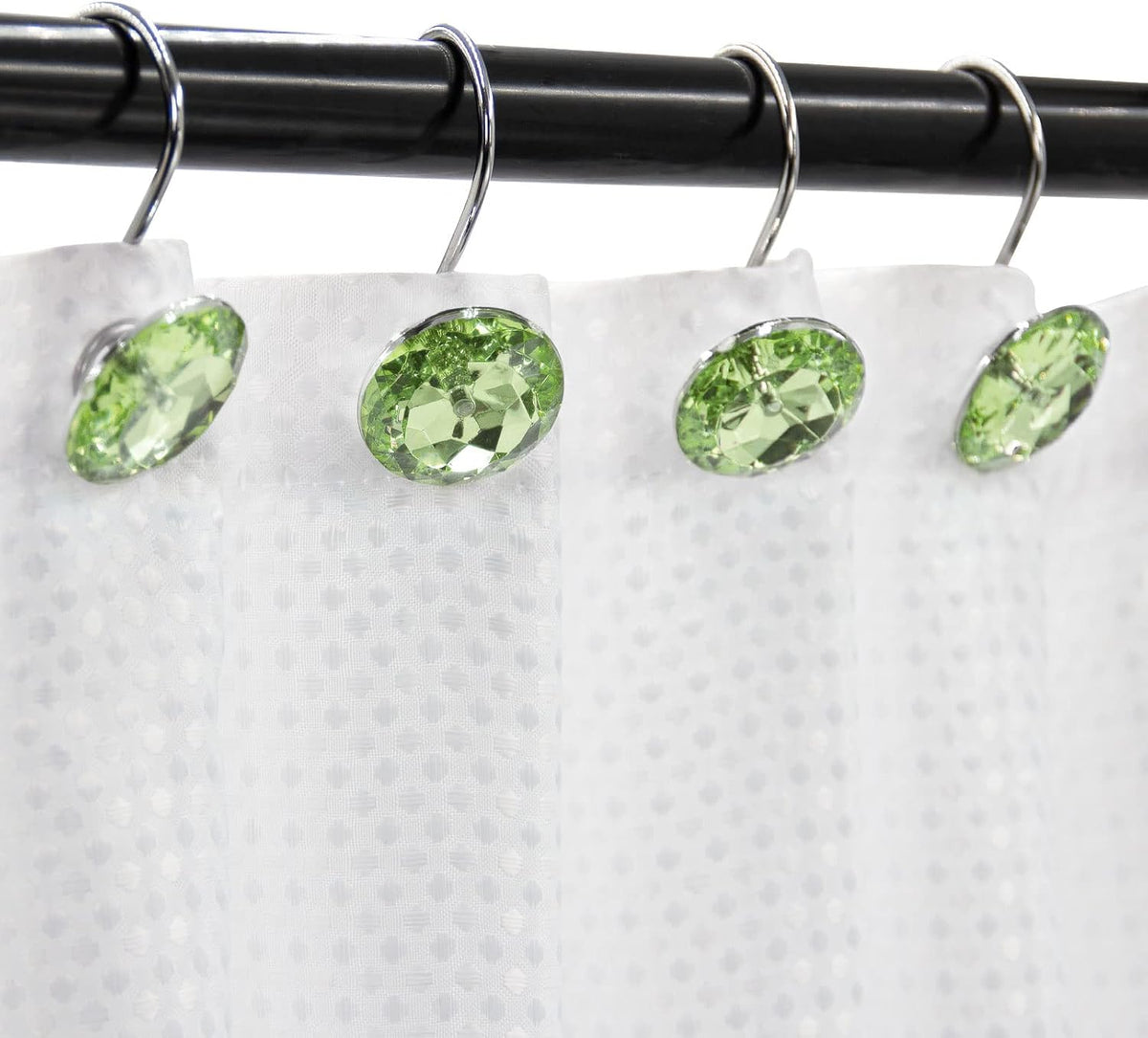 Crystal Diamond Round Shower Curtain Hooks Rings for Bathroom,Sage,12PCS