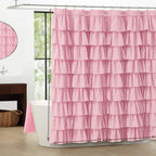 White Ruffle Shower Curtain for Bathroom,72 x 72 Inches, Farmhouse Style