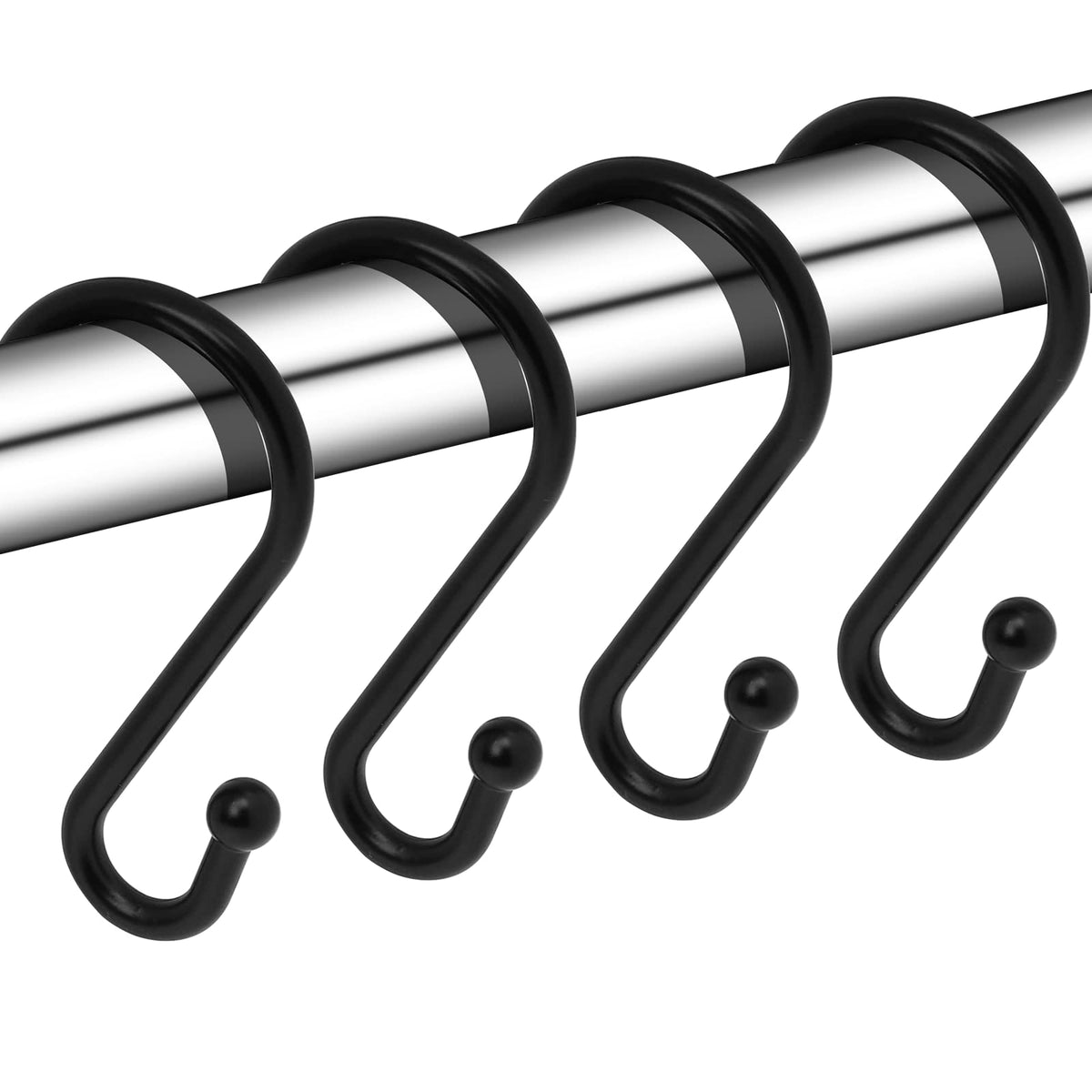 Gidse Metal Shower Curtain Hooks, Set of 12, Rust Proof Shower Curtain Hooks Rings, Durable S Shaped Hooks Hangers for Shower Curtains, Kitchen Utensils, Clothes, Towels (Chrome)