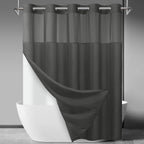 SORTTO Ringless Slub Shower Curtain with Snap in Liner, 71x74, Black