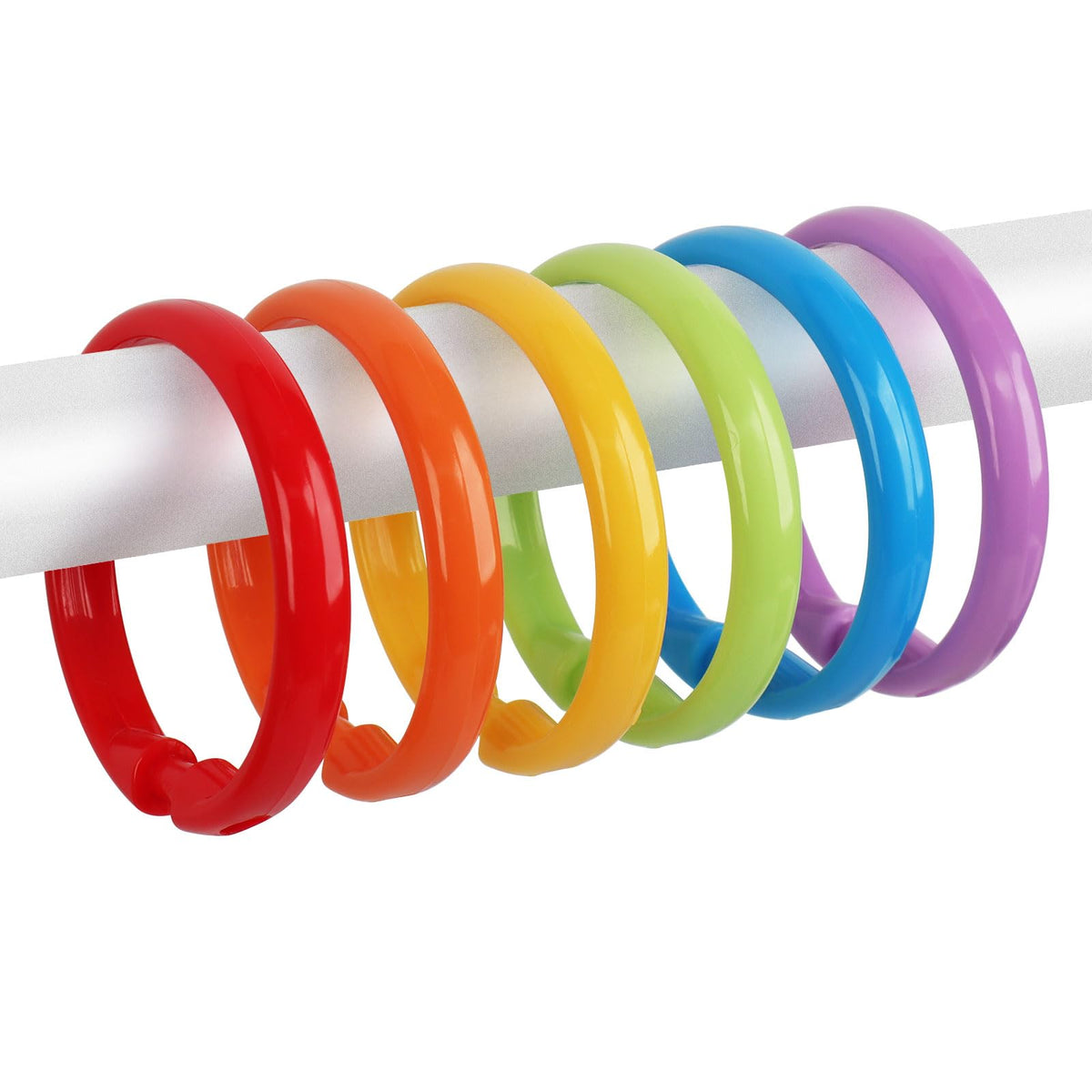Blue Shower Curtain Hooks - 12 Pcs Circular Plastic Shower Curtain Rings for Bathroom - O Shaped Transparent Blue Shower Hooks Rings for Shower Curtain Rod