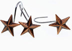 CHICTIE Star Shower Curtain Hooks Rings, Set of 12 Retro Bronze Decorative Shower Hooks,Stainless Steel Rustproof Shower Rings for Bathroom(Stereoscopic Brown Star)