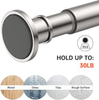 BRIOFOX Industrial Shower Curtain Rod - Rustproof Non-Slip 43-72 Inch 304 Stainless Steel Tension Curtain Rod for Window or Bathroom, Brushed Nickel