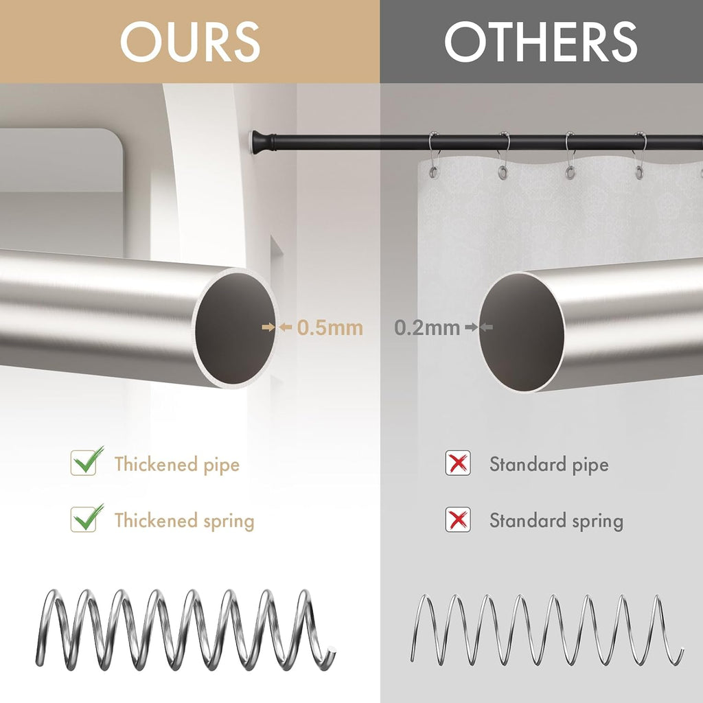 Amazer Spring Tension Shower Curtain Rod, 54-90 Inches Rust-Resistance Tension Curtain Rod Bathroom Rod, Adjustable Shower Curtain Rod No Drill, Nickel