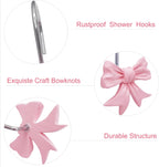 CHICTIE Decorative Shower Curtain Hooks, Bow Knot Shower Curtain Rings Hooks for Bathroom Baby Kids Room Rustproof Shower Hooks (Pink)