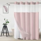 No Hook Shower Curtain and Liner Set, Ombre Black and White, 71x74
