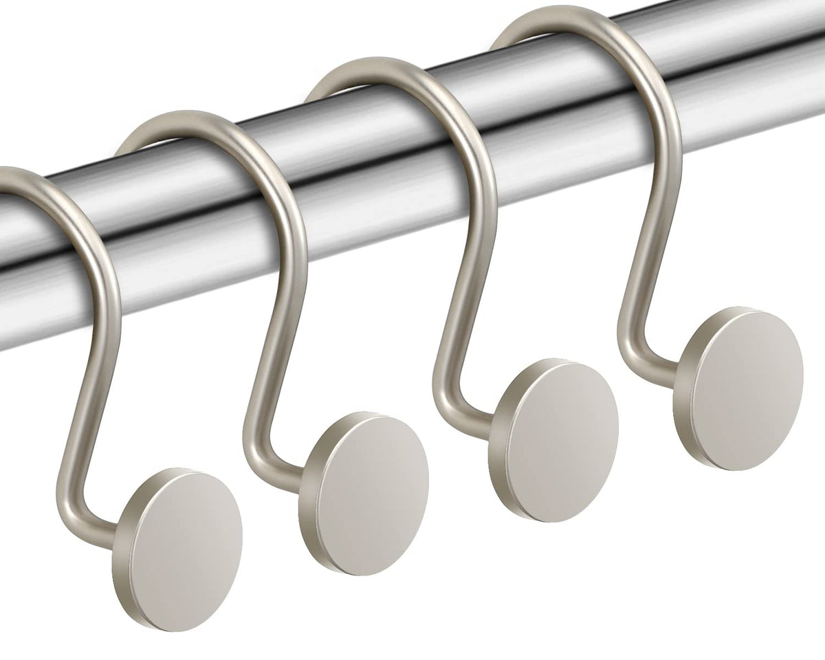 CHICTIE Black Shower Curtain Hooks, 12 Pieces, Metal, Shower Curtain Rings, Modern Decorative Design