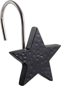 CHICTIE Star Shower Curtain Hooks,Black Decorative Shower Curtain Hooks Rings,Set of 12 Rust Proof Shower Hooks for Bathroom (Black)