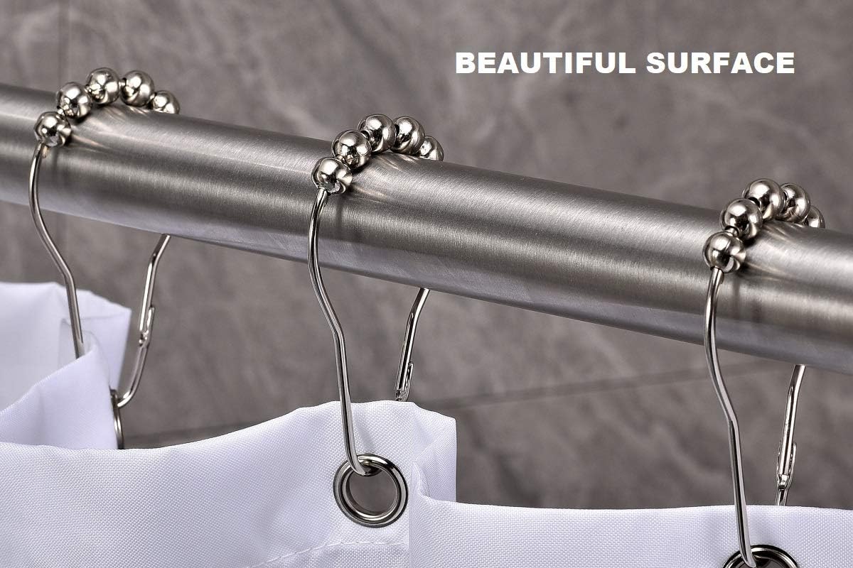 BRIOFOX Tension Curtain Rod 43-73 Inches Brushed Nickel, Rustproof and Non-Slip and Heavy Duty Shower Curtain Rod for Window or Bathroom, 304 Stainless Steel