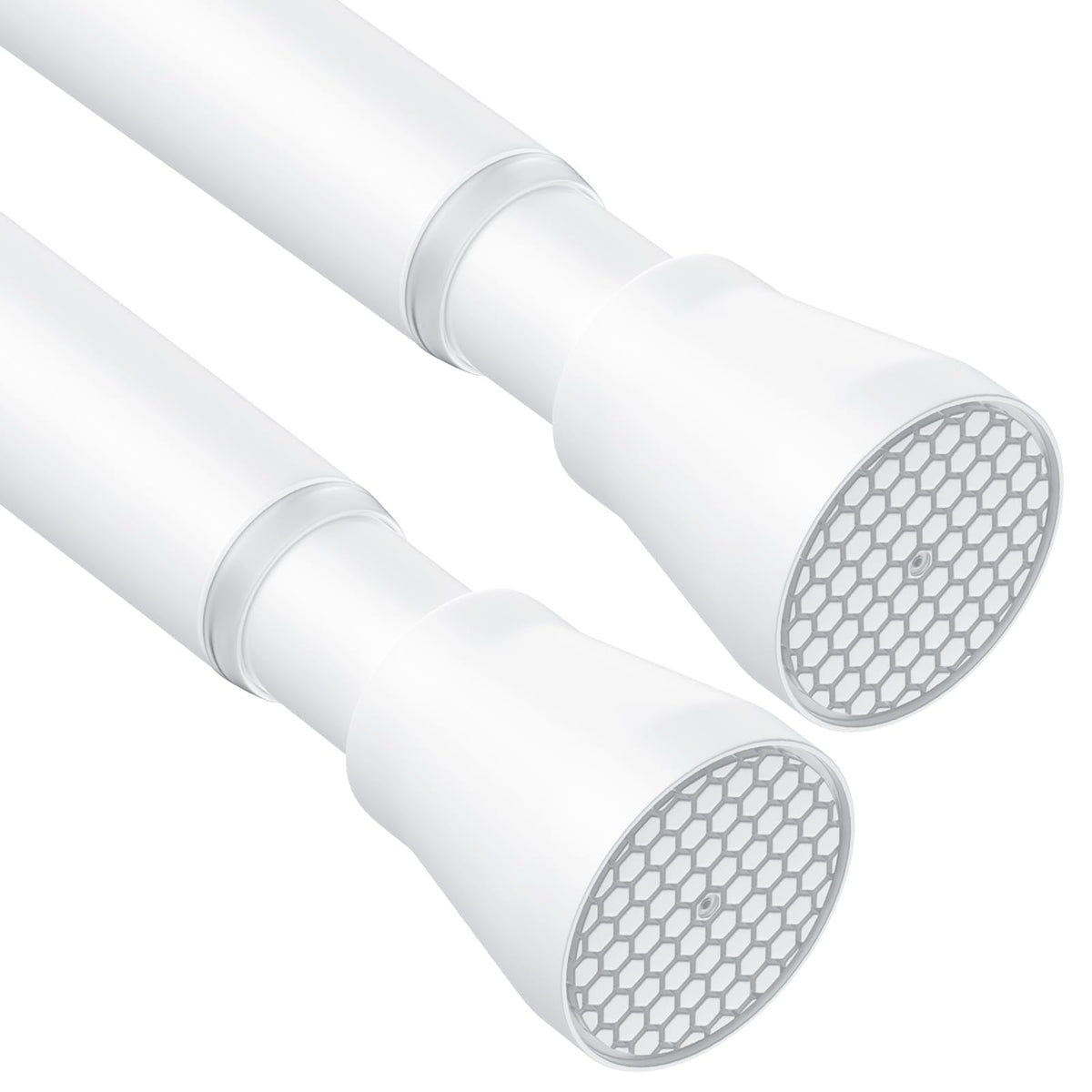 AIZESI Shower Curtain Rod 43 to 73 Inch Spring Tension Rods No Drill, White