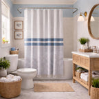Serafina Home Nautical Striped Blue and White Fabric Shower Curtain: