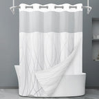 LXBNI Ringless Shower Curtain with Snap-in Liner, Gray White, 71 x 74 Inch