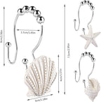 Decorative Shower Curtain Hooks,12 Pcs Seashell Double Shower Curtain Hooks