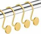 Gold Shower Curtain Hooks, 12 Pack S-Shaped Iron Rings for Bathroom Curtains and Liners, Decorative Metal Shower Hooks for Grommet Curtains, Easy Hanging