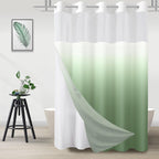 No Hook Shower Curtain and Liner Set, Ombre Black and White, 71x74