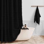BTTN Sage Green Boho Farmhouse Linen Heavy Duty Shower Curtain Set, 72x72