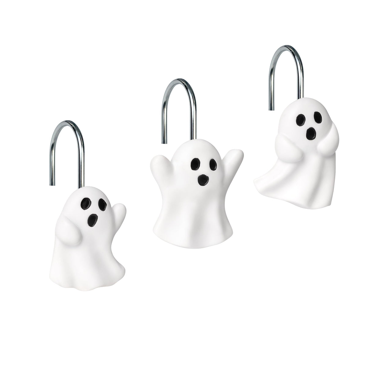 Sunlit Ghost Shower Curtain Hooks, Home Decorative Shower Curtain Rings for Bathroom, Halloween Shower Curtain Hangers Bathroom Accessories, Set of 12