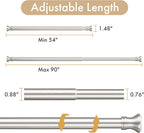 Amazer Spring Tension Shower Curtain Rod, 54-90 Inches Rust-Resistance Tension Curtain Rod Bathroom Rod, Adjustable Shower Curtain Rod No Drill, Nickel