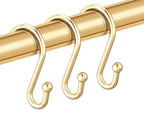 Shower Curtain Hooks, Set of 12 Rust Proof S Shaped Decorative Shower Curtain Rings,Multi-Purpose Hangers S Hooks (Gold)