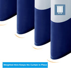 AmazerBath Navy Blue Shower Curtain Stripes, 72" W x 72" H Blue and White Shower Curtain, Fabric Shower Curtains for Bathroom with 2 Heavy Stones, Water Repellent