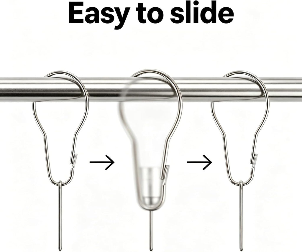 300 Pieces Shower Curtain Hooks, Metal Shower Curtain Hanging Rings Reusable Bathroom Shower Hangers for Shower Rods Curtains Bedroom Kitchen