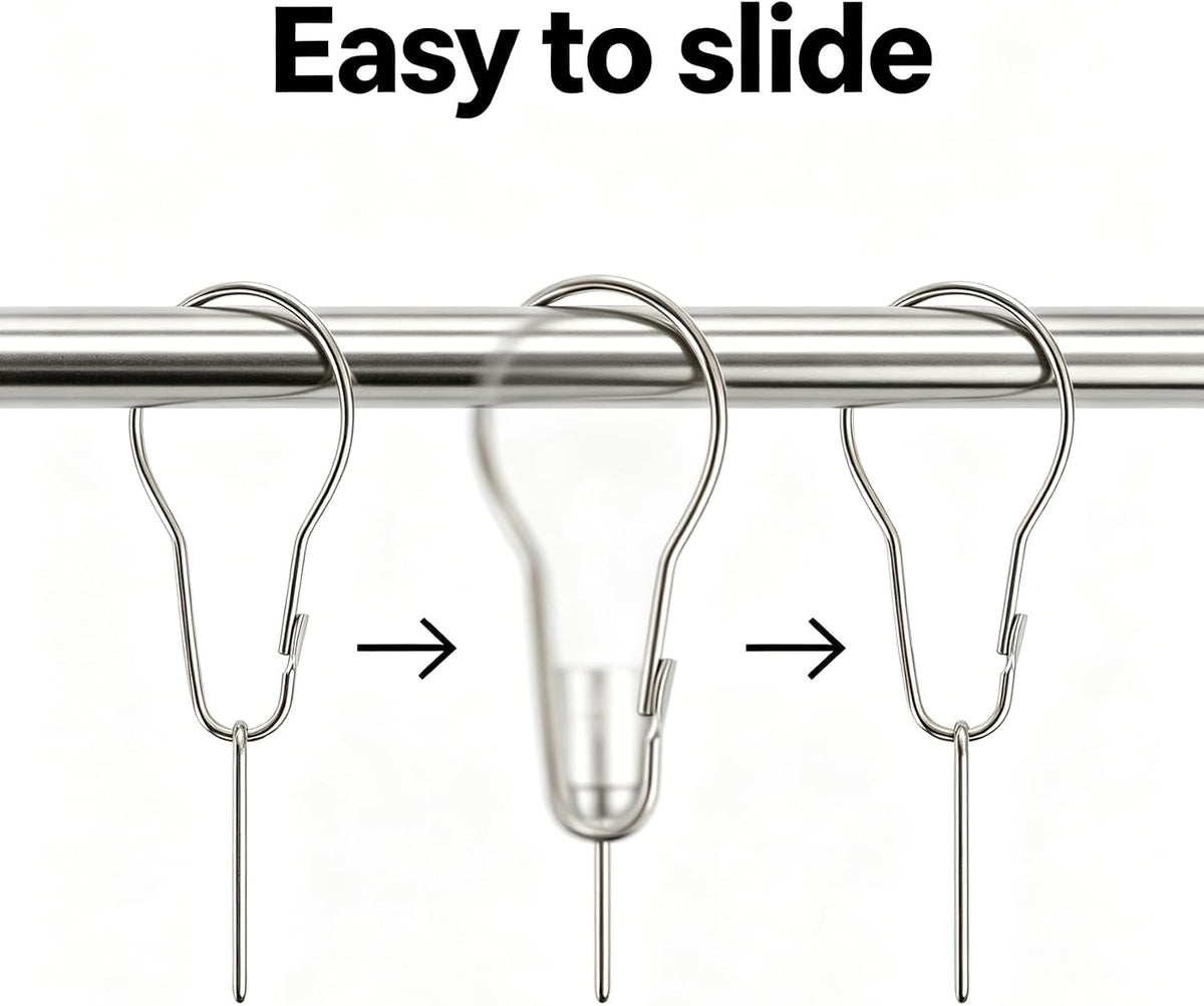 300 Pieces Shower Curtain Hooks, Metal Shower Curtain Hanging Rings Reusable Bathroom Shower Hangers for Shower Rods Curtains Bedroom Kitchen