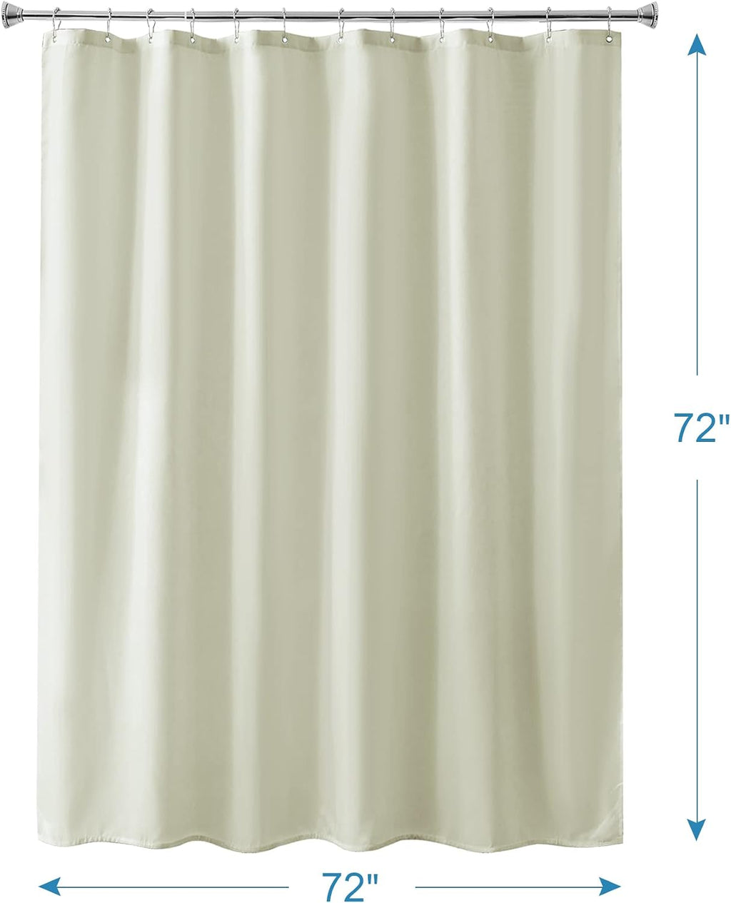 Amazer Ivory Shower Curtain Liner, Ivory Fabric Shower Liner, 2-in-1 Bathroom Shower Curtain and Liner, 12 Grommet Holes, Water Proof, Machine Washable, Hotel Quality, 72 x 72 Inches
