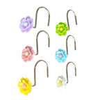 Twofish Home Golden Angel Shower Curtain Hooks Anti Rust Shower Curtain Hooks Decorative Resin Golden Angel Shower Curtain Rings Set of 12