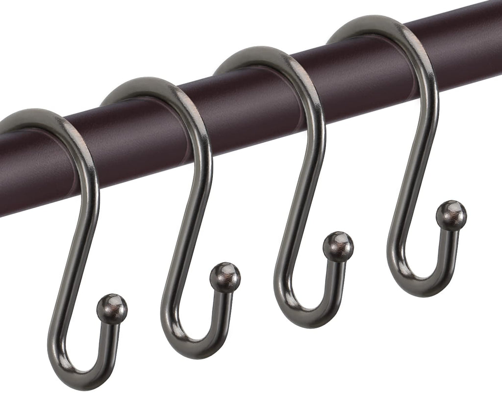 Gold Shower Curtain Rings Hooks, Set of 12 CHICTIE Decorative Shower Curtain Hooks, Premium Metal Rust Resistant S Shaped Hooks Hangers for Bathroom Curtains,Clothing, Towels, etc