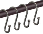 Gold Shower Curtain Rings Hooks, Set of 12 CHICTIE Decorative Shower Curtain Hooks, Premium Metal Rust Resistant S Shaped Hooks Hangers for Bathroom Curtains,Clothing, Towels, etc