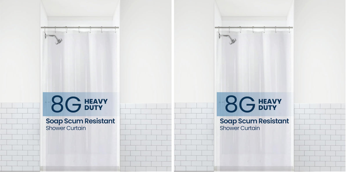 LiBa White Fabric Shower Curtain 72x72 Waterproof Heavy Duty Liner