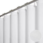 BTTN Beige Linen Textured Waterproof Cloth Shower Curtain Set, 72x72, Cream