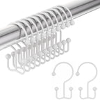 Amazer Shower Curtain Hooks Rings, Rust-Resistant Stainless Steel Double Shower Curtain Hooks, Shower Hooks for Shower Curtain and Liner Bathroom, Set of 12, Chrome