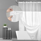 N&Y HOME Stall Waffle Weave Shower Curtain with Snap-in Liner White 36x72