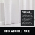 GORILLA GRIP White Waffle Style Textured Fabric Shower Curtain, 72x72