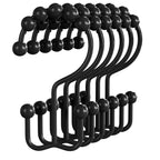 Bathway Shower Curtain Hooks Nickel Shower Curtain Rings, 12 Pcs Double Hook Shower Curtain Hooks Rings Shower Curtain Hangers Rust Proof, Metal Shower Hooks for Bathroom Shower Curtain Rod